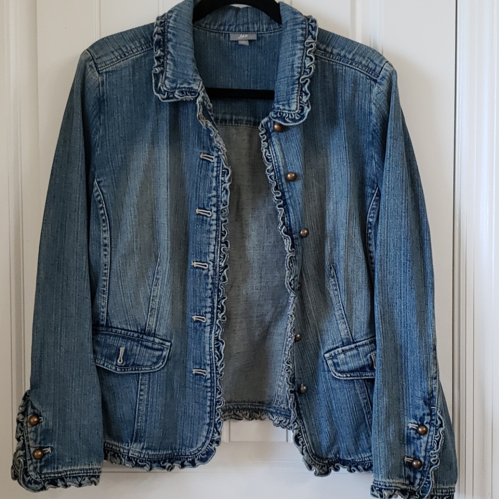 J. Jill Ruffled Jean Jacket Size M